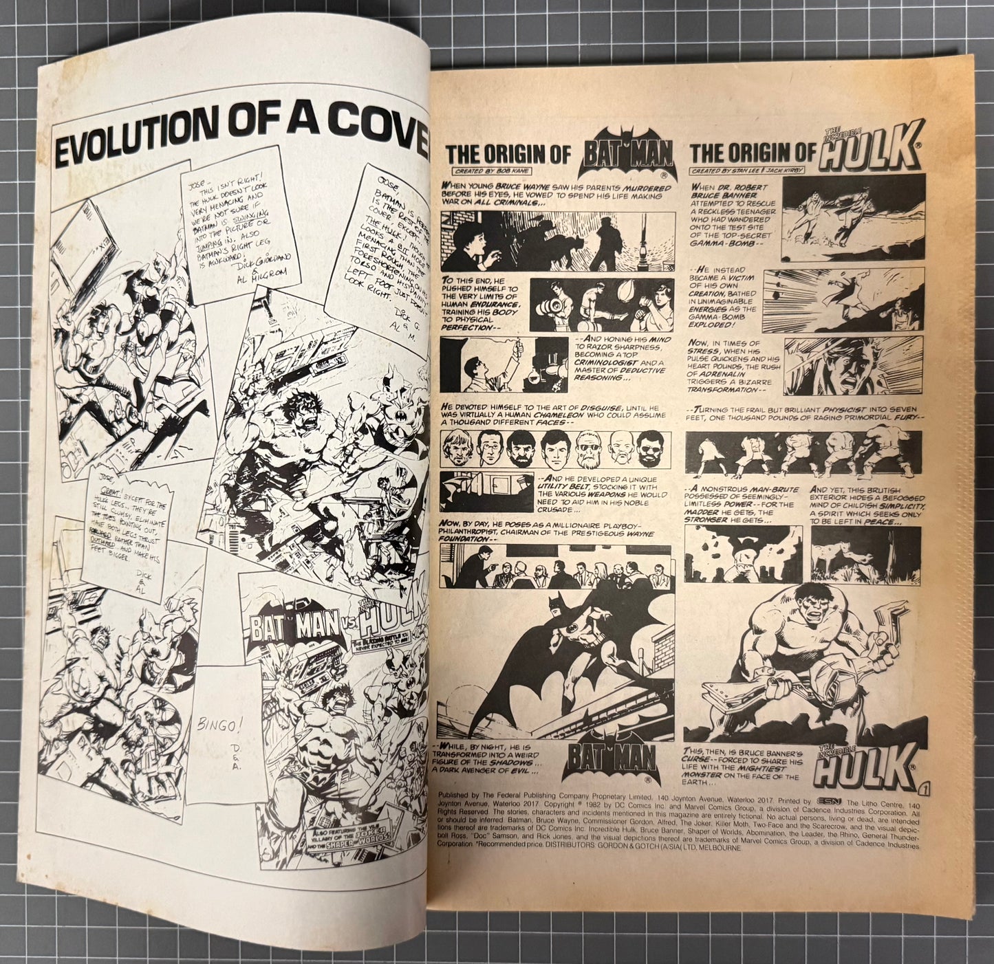 🔑 BATMAN vs. THE INCREDIBLE HULK ALBUM [FEDERAL COMICS] AUSTRALIAN 1984
