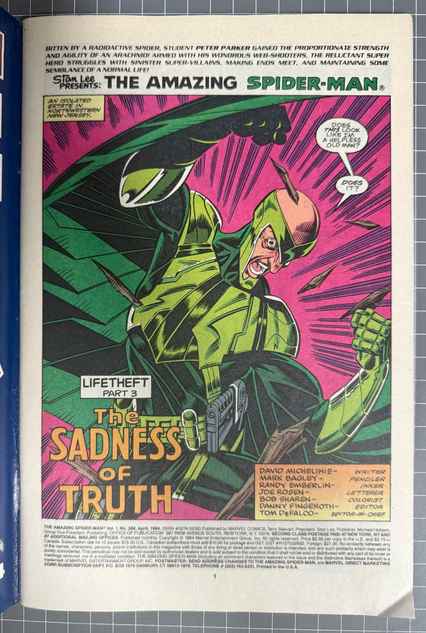 🔑 AMAZING SPIDER-MAN #388 [MARVEL COMICS] DELUXE FOIL COVER 1994 FN/VF