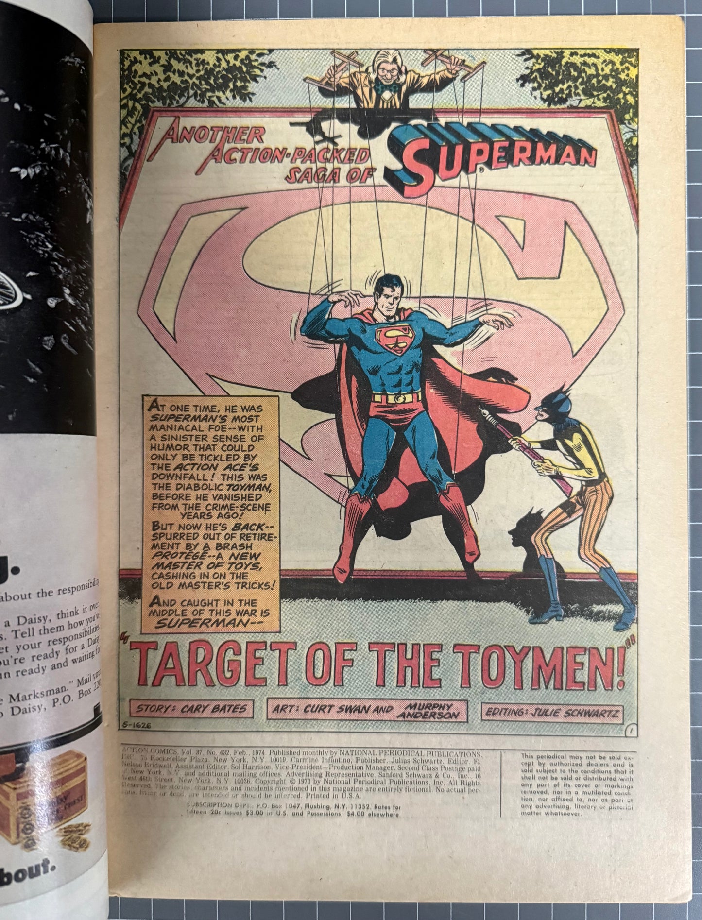 🔑 ACTION COMICS #432 [DC COMICS] DIRECT *1ST APPEARANCE TOYMAN* 1974 VF+