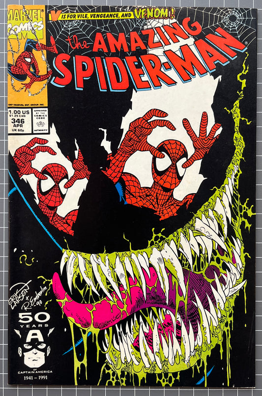 🔑 AMAZING SPIDER-MAN #346 [MARVEL COMICS] DIRECT *ERIK LARSEN COVER* 1991 VF-