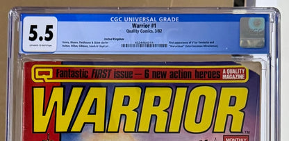 🔑 WARRIOR #1 CGC 5.5 [QUALITY COMICS] MAGAZINE *1ST APP. V FOR VENDETTA* 1982