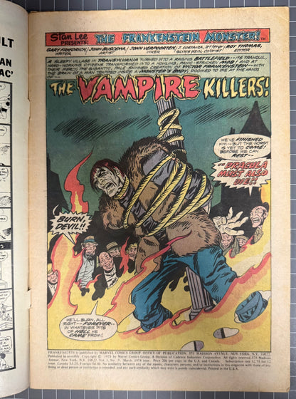 FRANKENSTEIN #9 [MARVEL COMICS] DIRECT 1974 GD