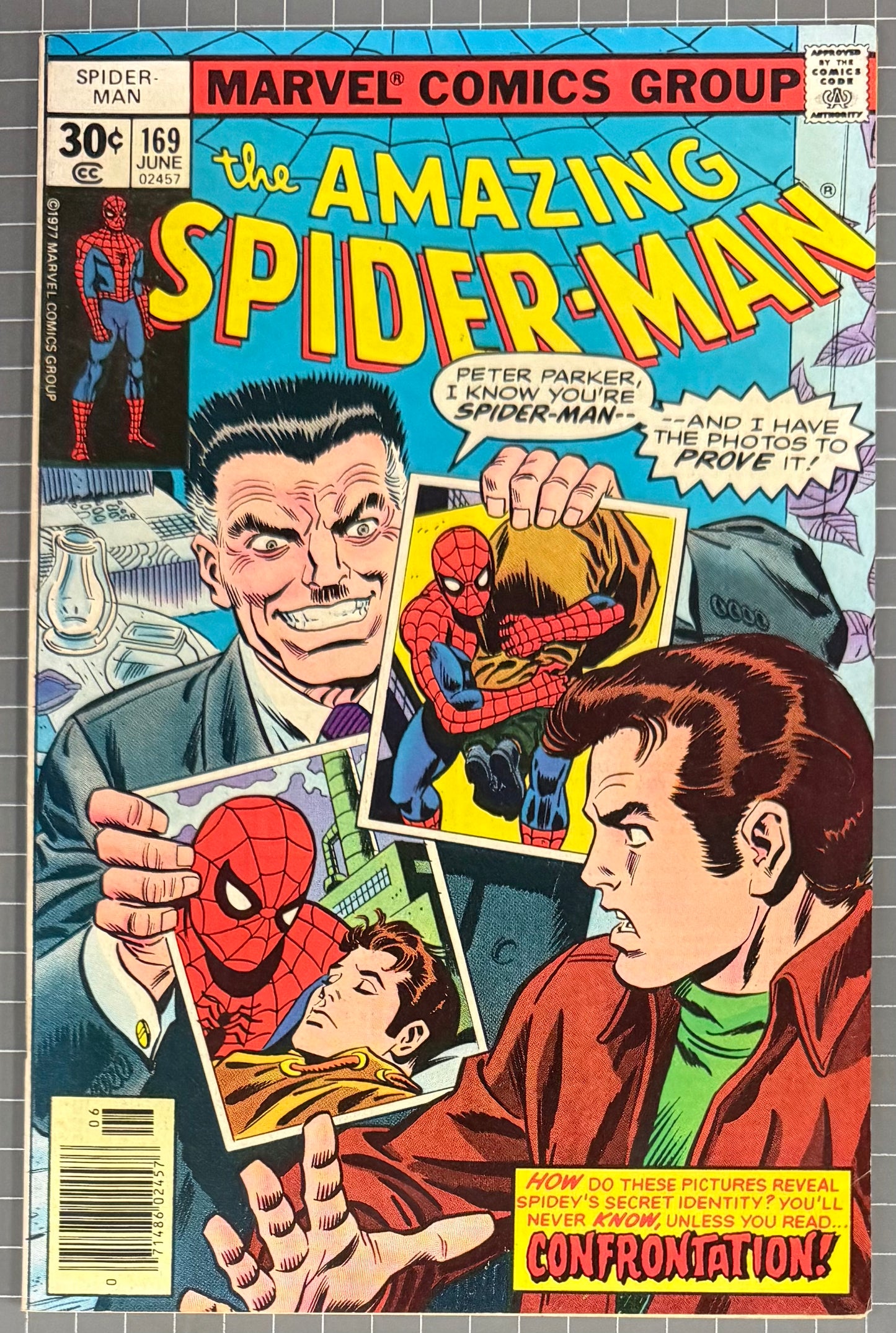 🔑 THE AMAZING SPIDER-MAN #169 [MARVEL COMICS] *FRANK MILLER LETTER* 1977 VF-