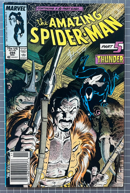 🔑 THE AMAZING SPIDER-MAN #294 [MARVEL COMICS] *KREVEN'S LAST HUNT* 1987 VG+