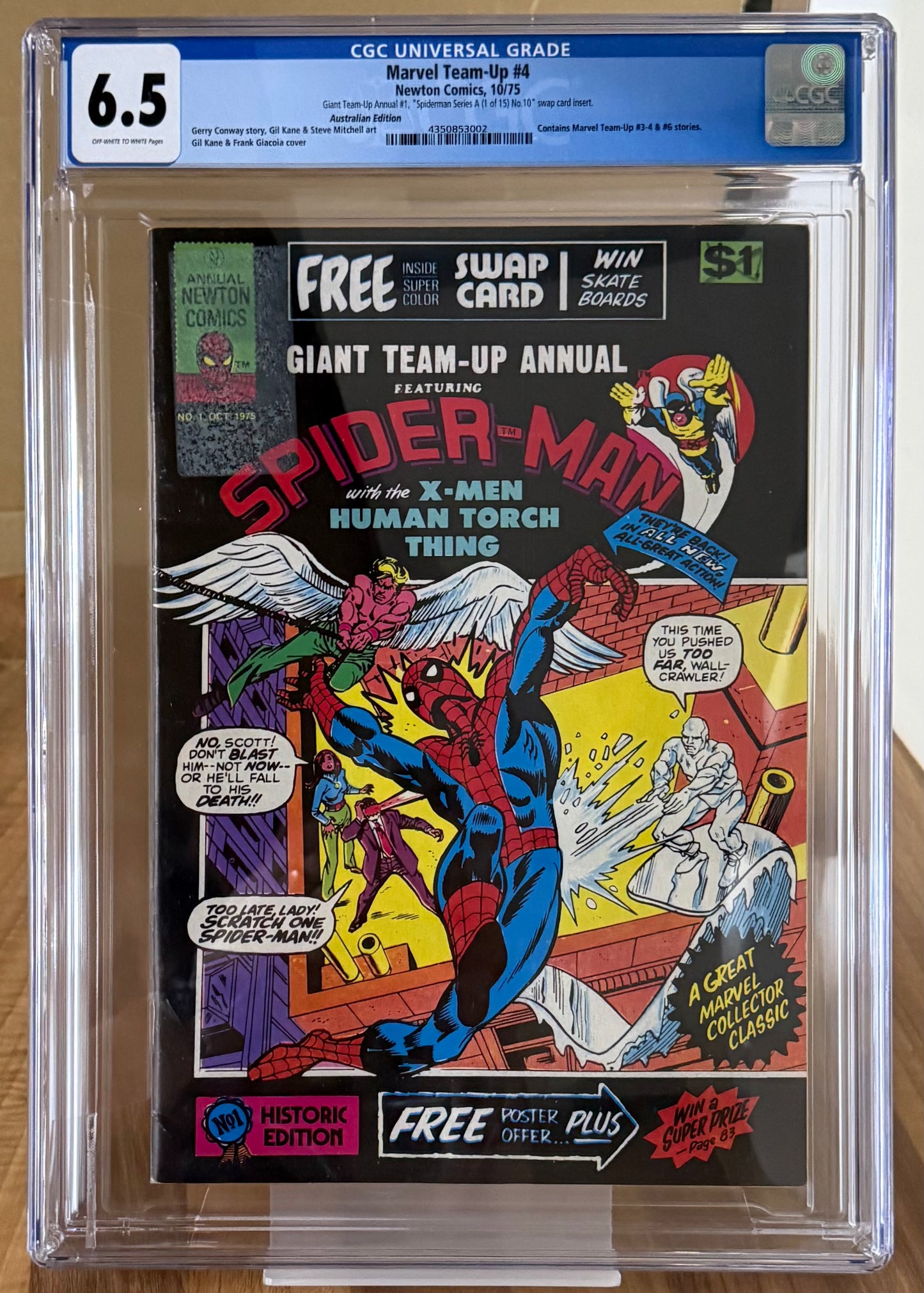 🔑 GIANT TEAM-UP ANNUAL #1 CGC 6.5 + SWAP CARD [NEWTON COMICS] AUSTRALIAN 1975
