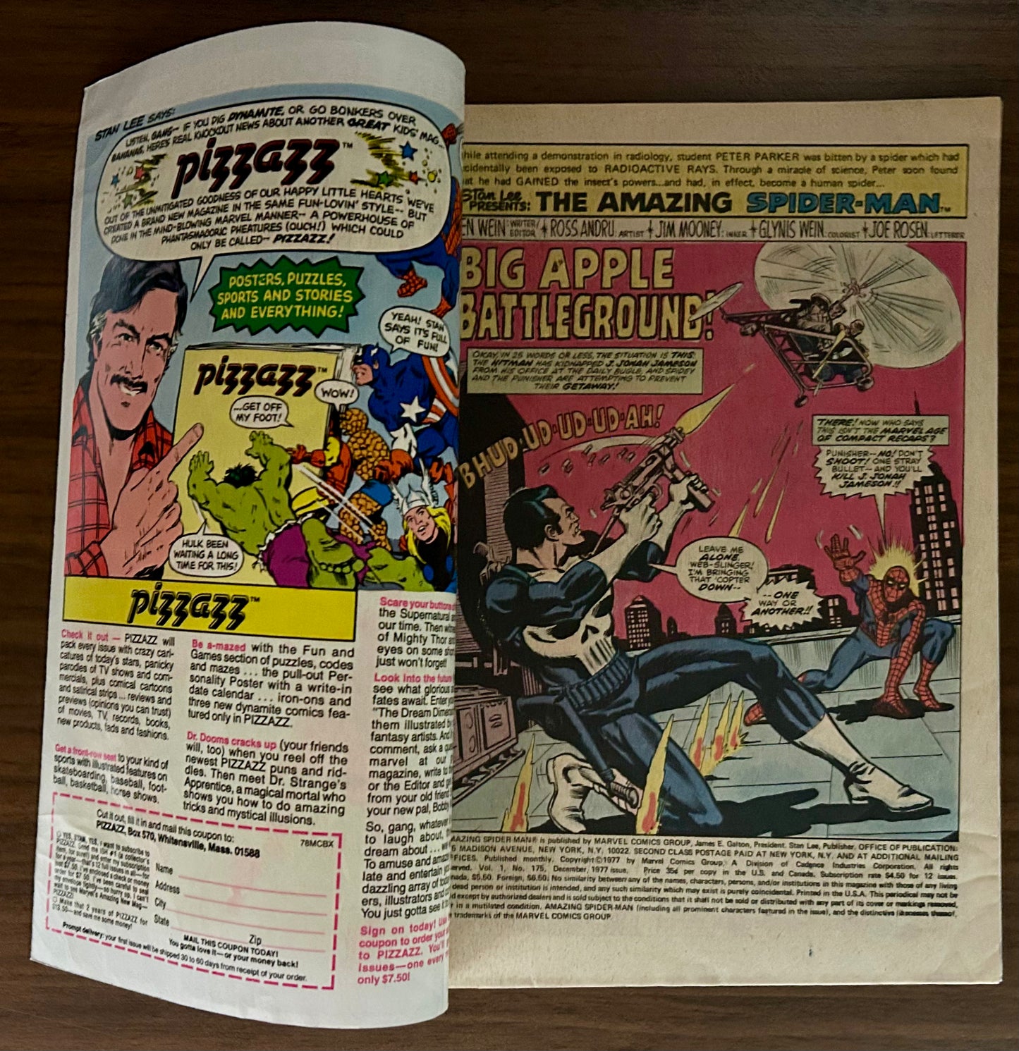 🔑 THE AMAZING SPIDER-MAN #175 [MARVEL COMICS] *PUNISHER & HITMAN ORIGIN* 1977 FN+
