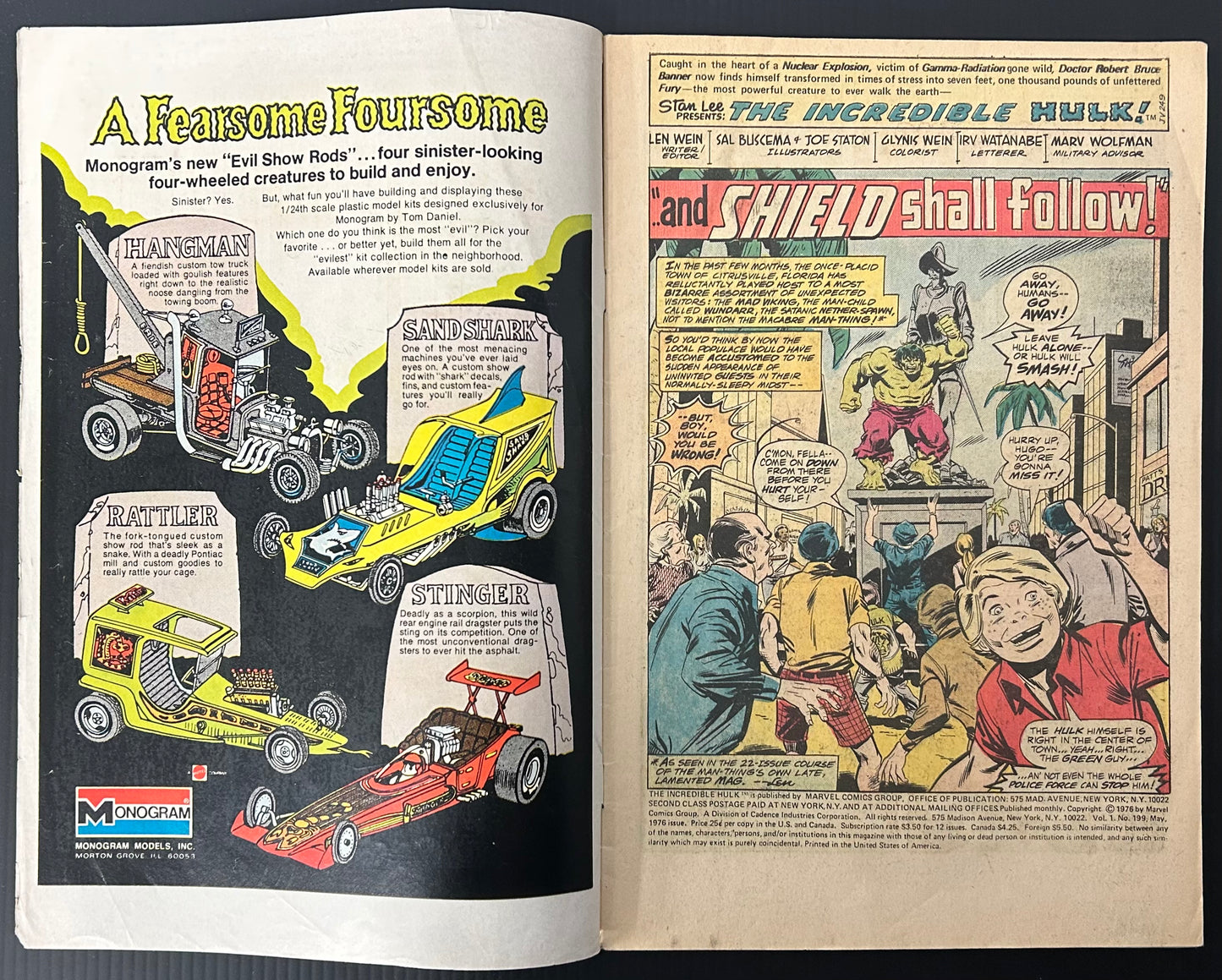🔑 THE INCREDIBLE HULK #199 [MARVEL COMICS] DIRECT *MILESTONE ISSUE* 1976 VG-