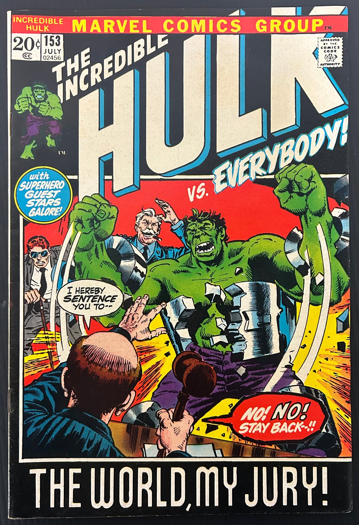 THE INCREDIBLE HULK #153 [MARVEL COMICS] DIRECT 1972 FN/VF