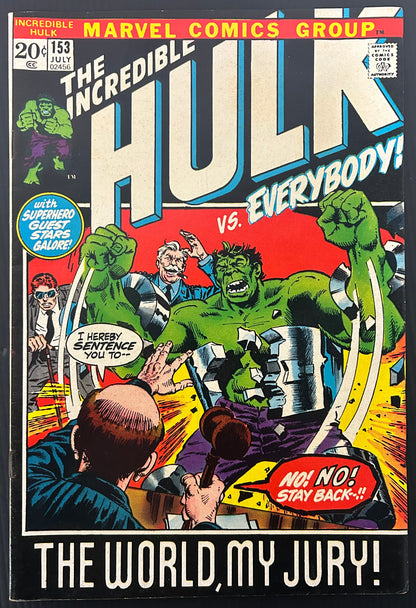THE INCREDIBLE HULK #153 [MARVEL COMICS] DIRECT 1972 FN/VF