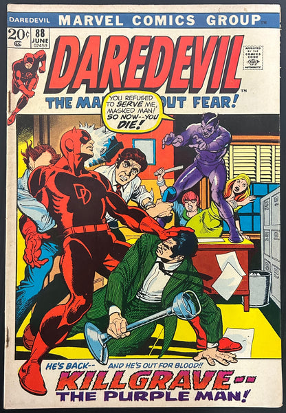 🔑 DAREDEVIL #88 [MARVEL COMICS] DIRECT *OIRGIN OF BLACK WIDOW* 1972 VG/FN