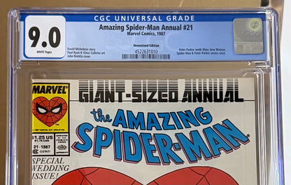 🔑 AMAZING SPIDER-MAN ANNUAL #21 CGC 9.0 [MARVEL] NEWSSTAND WEDDING COMIC 1987