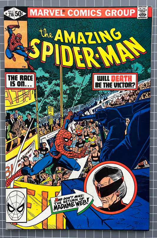 🔑 THE AMAZING SPIDER-MAN #216 [MARVEL COMICS] *2ND APP. MADAME WEB* 1981 VF+