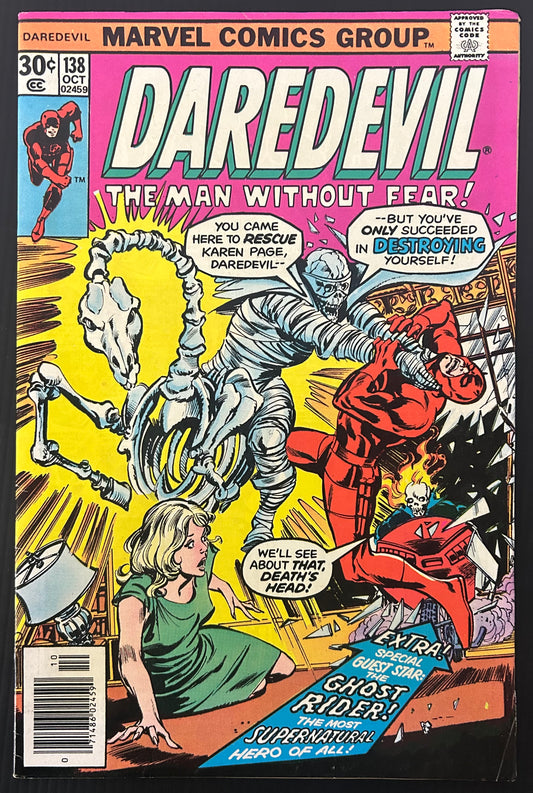 🔑 DAREDEVIL #138 [MARVEL COMICS] NEWSSTAND *1ST APP. SMASHER* 1976 FN