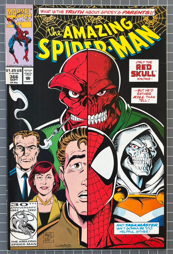 THE AMAZING SPIDER-MAN #366 [MARVEL COMICS] DIRECT 1992 VF/NM