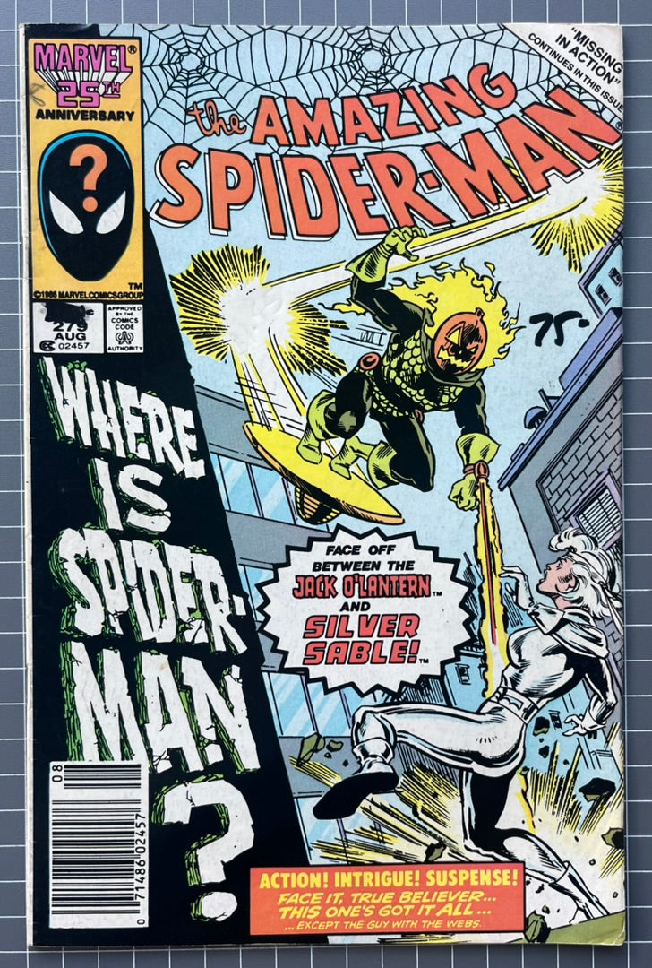 🔑 THE AMAZING SPIDER-MAN #279 [MARVEL COMICS] *3RD APP. SILVER SABLE* 1986 VG/FN
