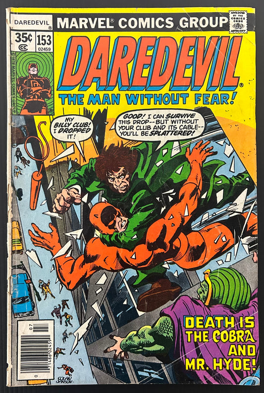 🔑 DAREDEVIL #153 [MARVEL COMICS] NEWSSTAND *1ST APP. BEN URICH* 1978 GD/VG