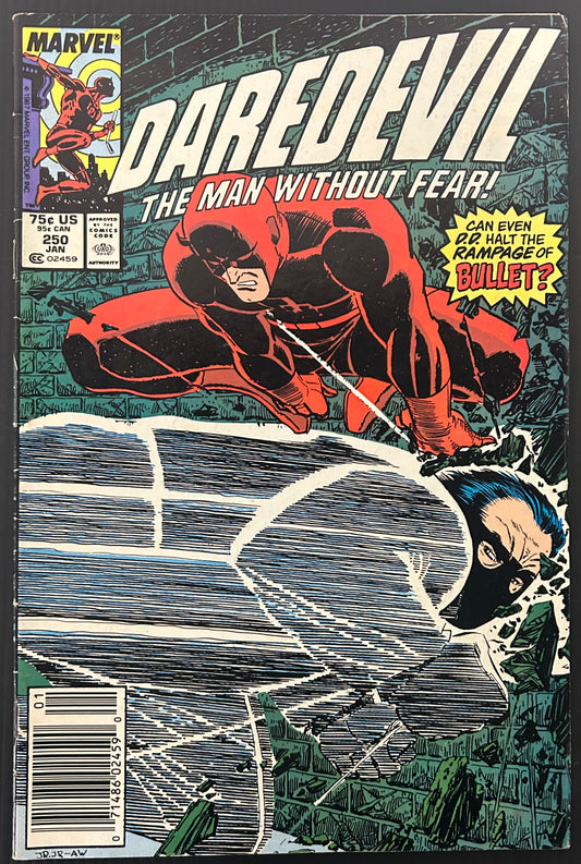 🔑 DAREDEVIL #250 [MARVEL COMICS] NEWSSTAND *1ST APP. BULLET* 1988 FN-