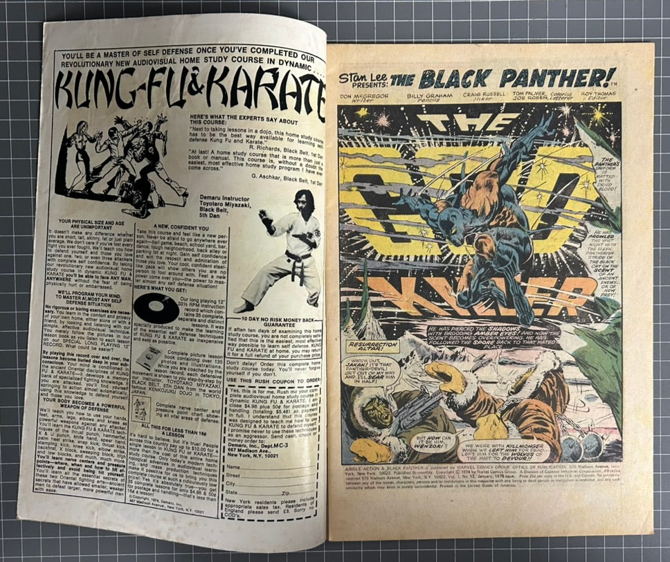 JUNGLE ACTION #13 [MARVEL COMICS] DIRECT 1974 VG/FN