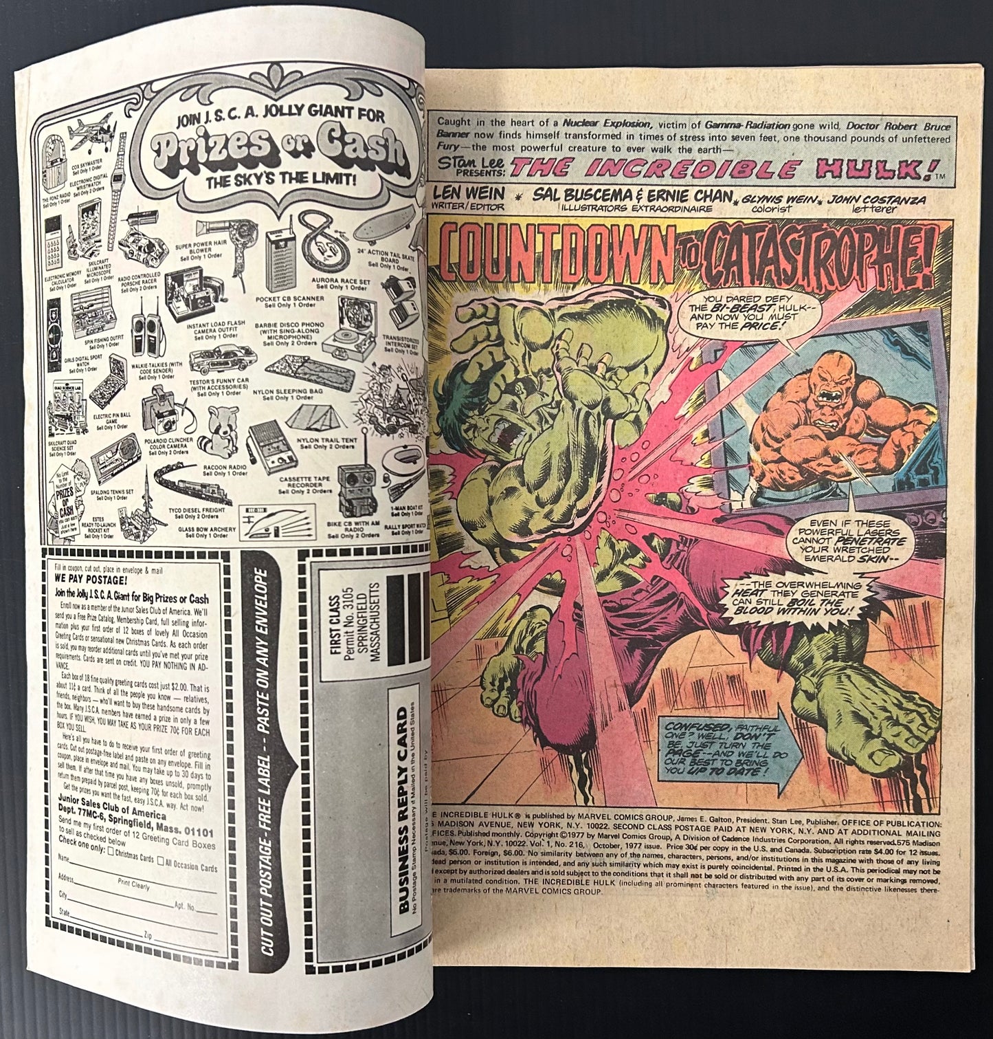 THE INCREDIBLE HULK #216 [MARVEL COMICS] NEWSSTAND 1977 FN+