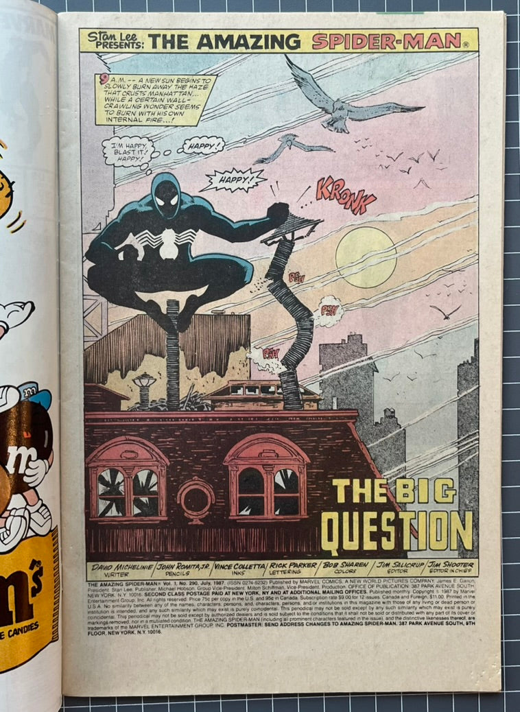 🔑 THE AMAZING SPIDER-MAN #290 [MARVEL COMICS] NEWSSTAND 1987 FN