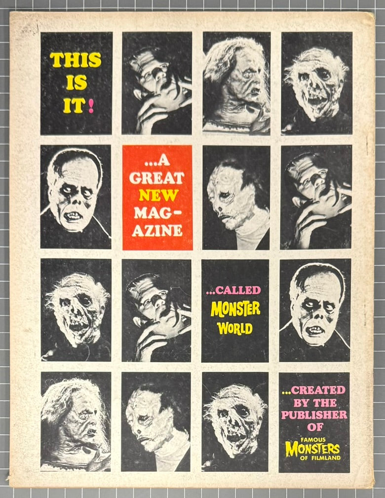 🔑 MONSTER WORLD #1 [WARREN] HORROR MAGAZINE 1964 VG+