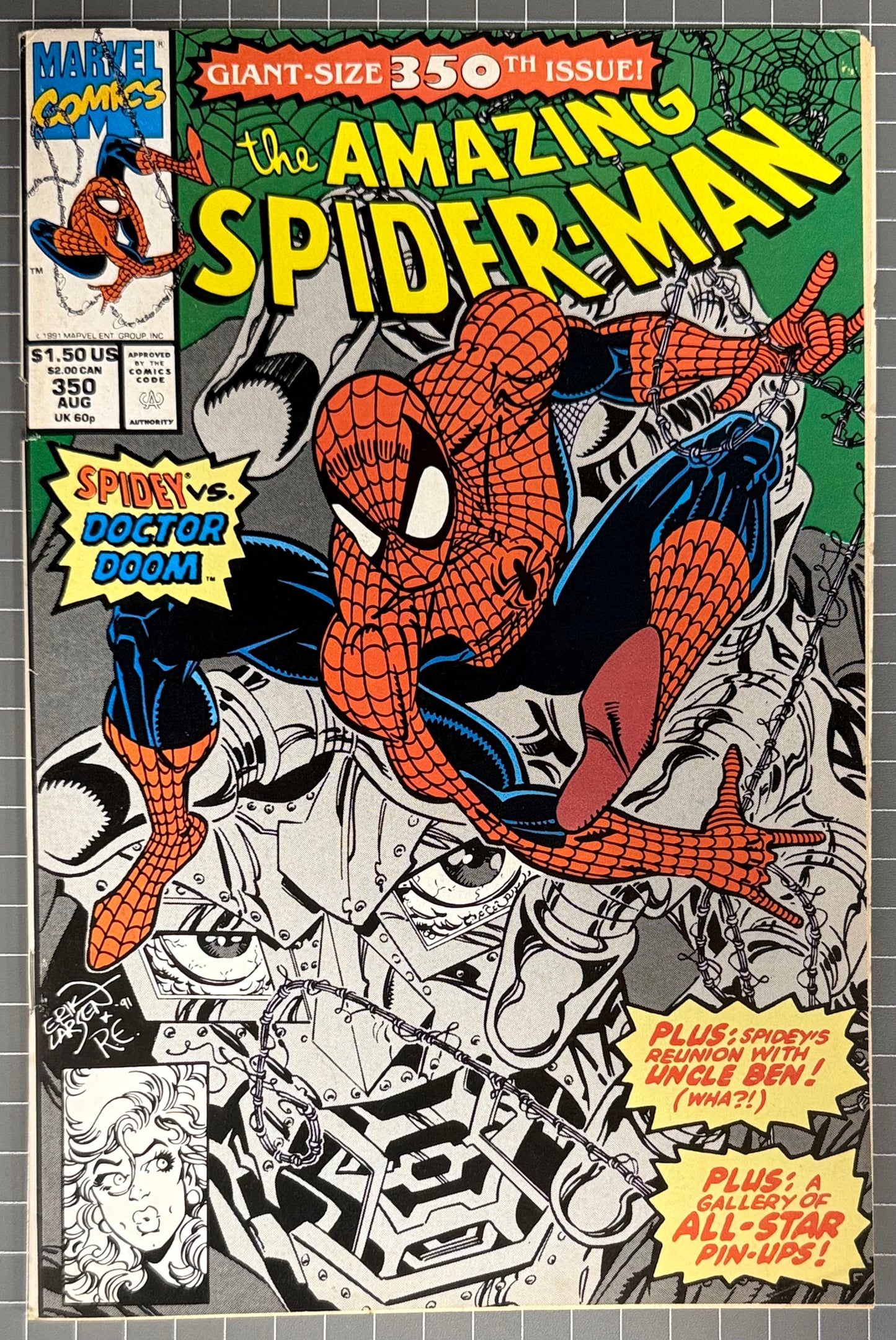 THE AMAZING SPIDER-MAN #350 [MARVEL COMICS] DIRECT *GIANT-SIZE* 1991 FN-