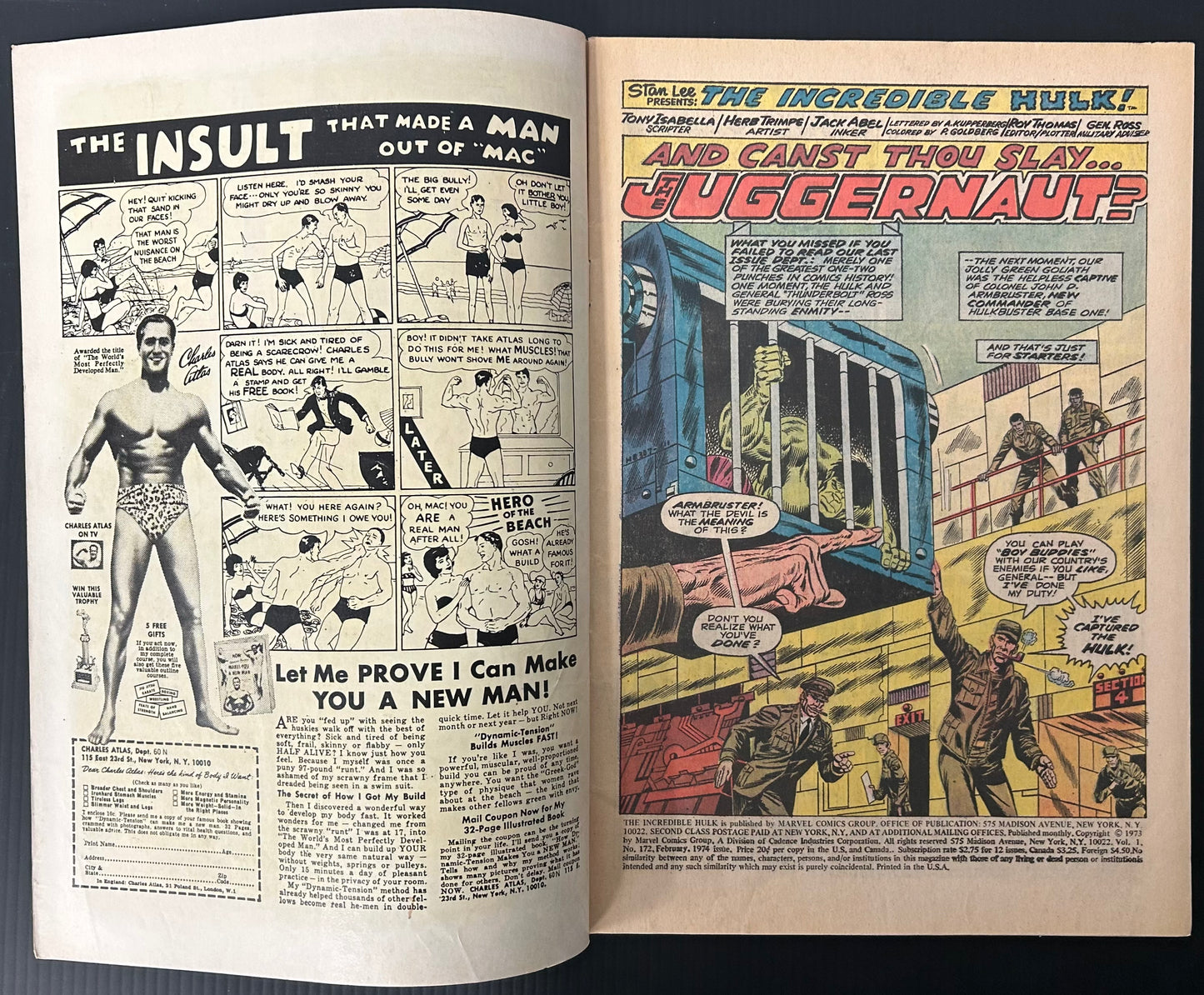 THE INCREDIBLE HULK #172 [MARVEL COMICS] DIRECT 1974 VG