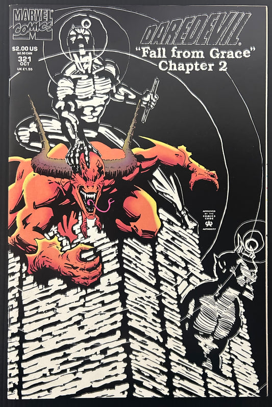 🔑 DAREDEVIL #321 [MARVEL COMICS] DIRECT *DAREDEVIL BLACK SUIT DEBUT* 1993 VF+