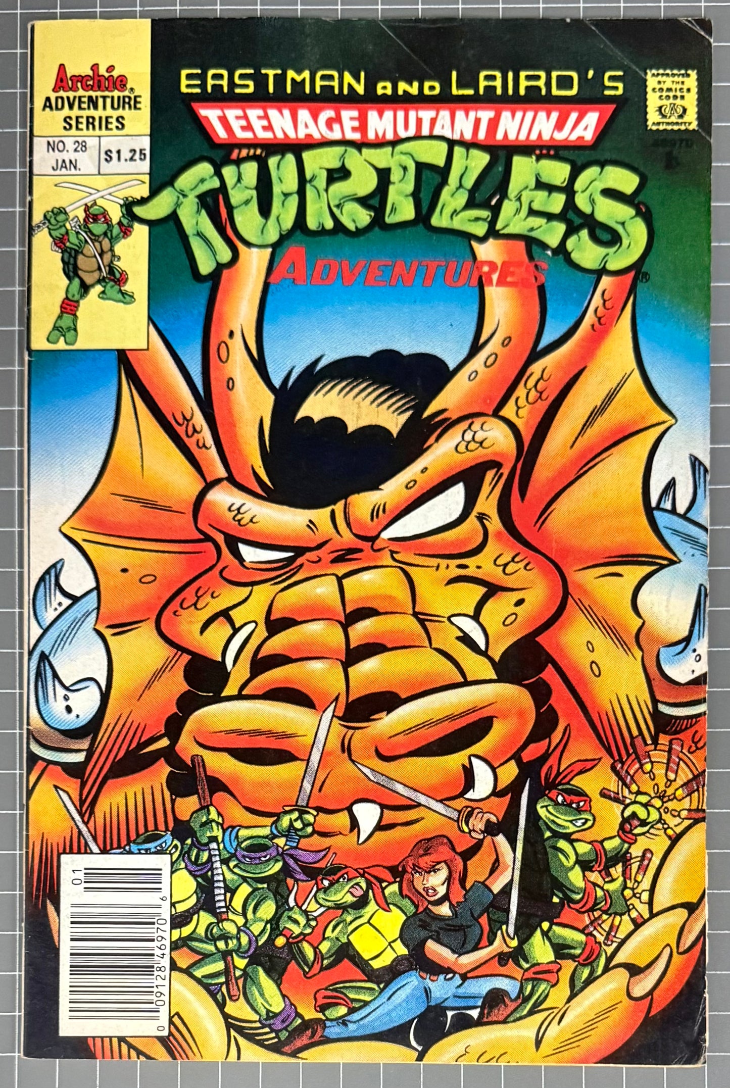 🔑 TEENAGE MUTANT NINJA TURTLES ADVENTURES #28 [ARCHIE] NEWSSTAND COMIC 1992 VG/FN