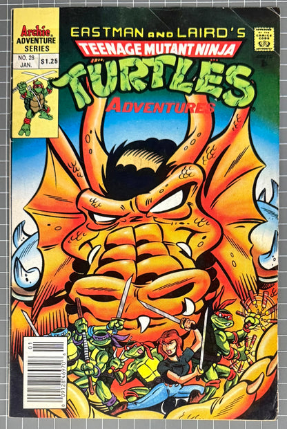 🔑 TEENAGE MUTANT NINJA TURTLES ADVENTURES #28 [ARCHIE] NEWSSTAND COMIC 1992 VG/FN