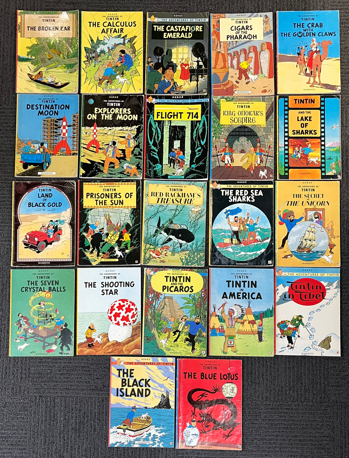 22 x Tintin Paperbacks - Herge,  All Mammoth Publications