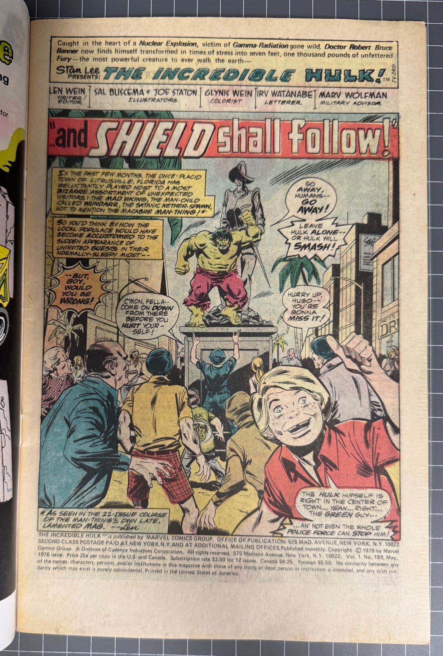 🔑 THE INCREDIBLE HULK #199 [MARVEL COMICS] DIRECT *MILESTONE ISSUE* 1976 VF