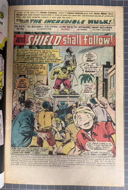 🔑 THE INCREDIBLE HULK #199 [MARVEL COMICS] DIRECT *MILESTONE ISSUE* 1976 VF