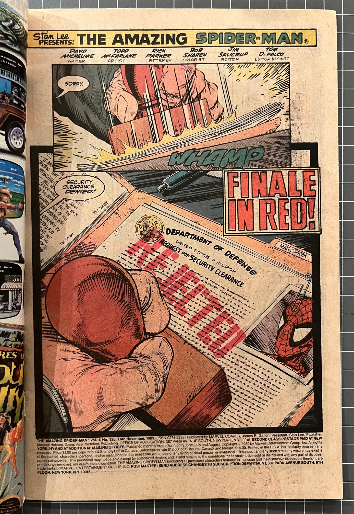 🔑 THE AMAZING SPIDER-MAN #325 [MARVEL COMICS] *TODD MCFARLANE COVER* 1989 FN