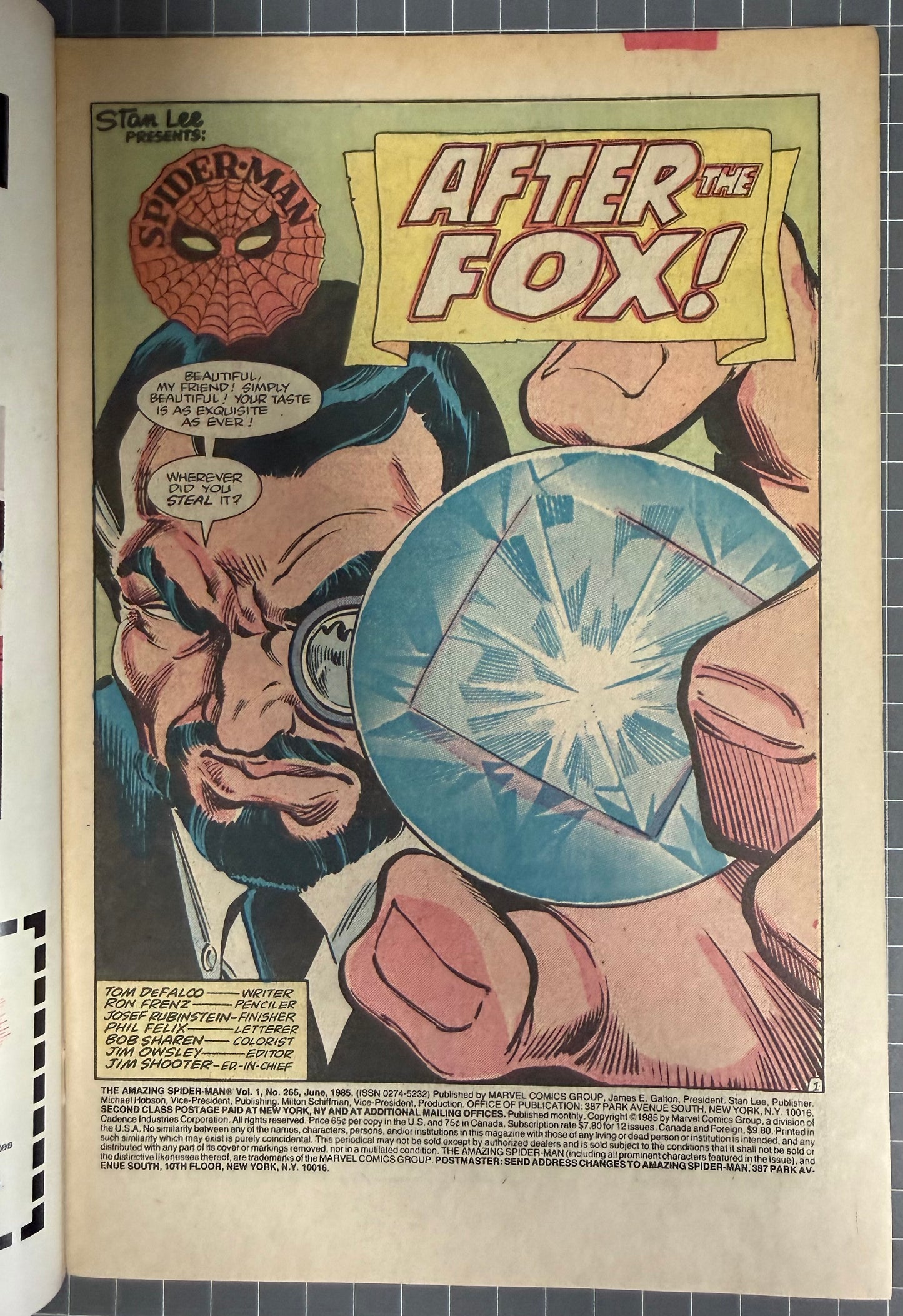 🔑 AMAZING SPIDER-MAN #265 [MARVEL COMICS] *1ST APP. SILVER SABLE* 1985 VF-