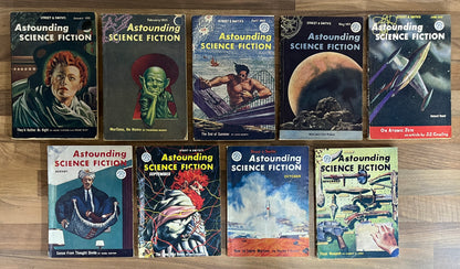 Lot of 9 British Astounding Science Fiction Magazines 1955 Jan Feb Apr May Jun Aug Sep Oct Nov
