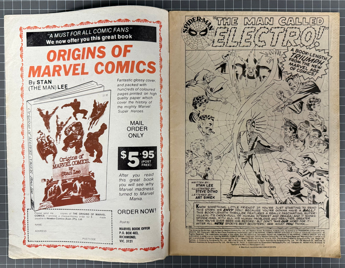 🔑 THE AMAZING SPIDER-MAN #10 [NEWTON COMICS] AUSTRALIAN *1ST APP. ELECTRO* 1975