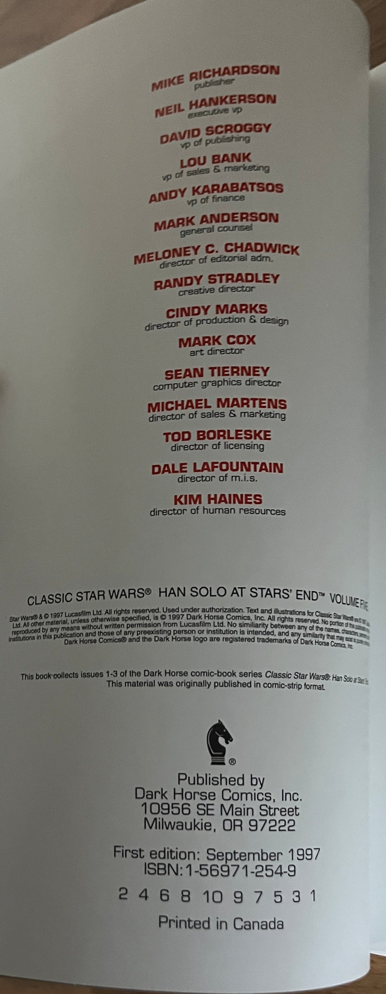 Classic Star Wars TPB, Han Solo at Stars End, 1st Print Dark Horse, 1997