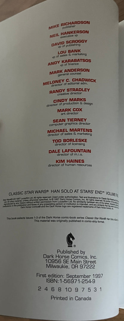 Classic Star Wars TPB, Han Solo at Stars End, 1st Print Dark Horse, 1997