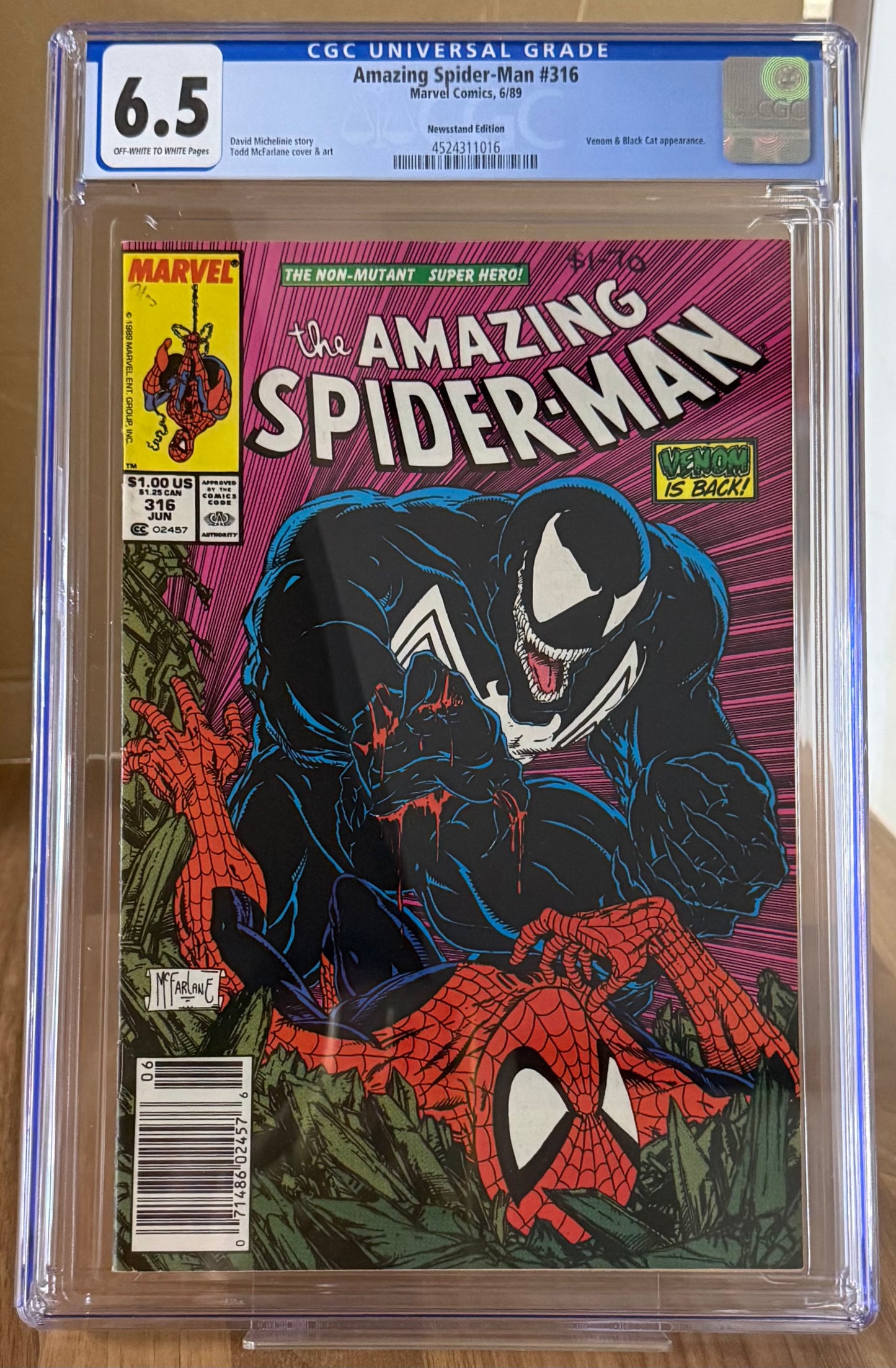 🔑 AMAZING SPIDER-MAN #316 CGC 6.5 NEWSSTAND MARVEL TODD MCFARLANE COMIC 1989