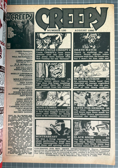 CREEPY #120 [WARREN] HORROR COMIC MAGAZINE 1980 VF-