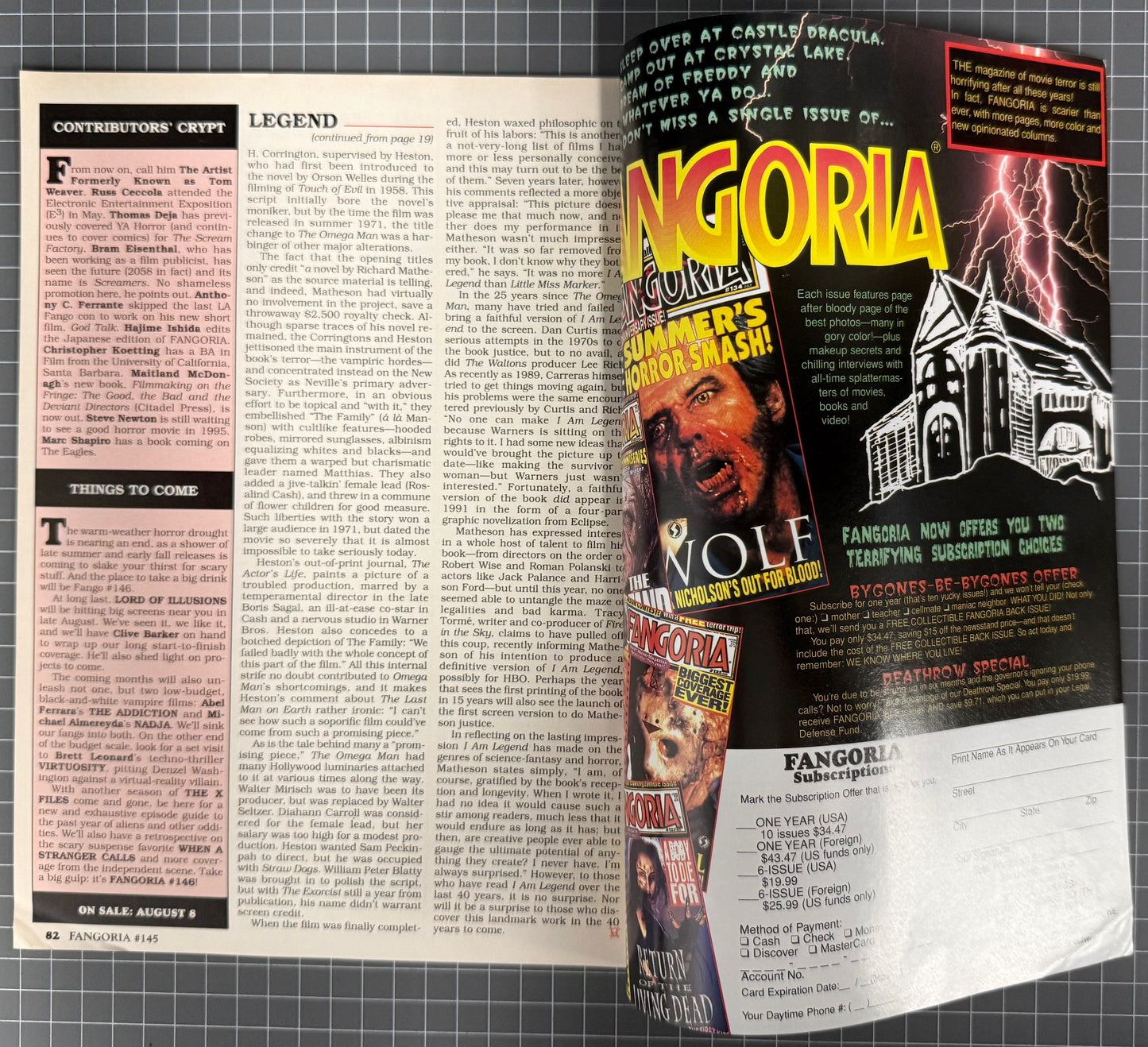 FANGORIA VOL. 1 #145 [STARLOG / O'QUINN] HORROR MAGAZINE 1995