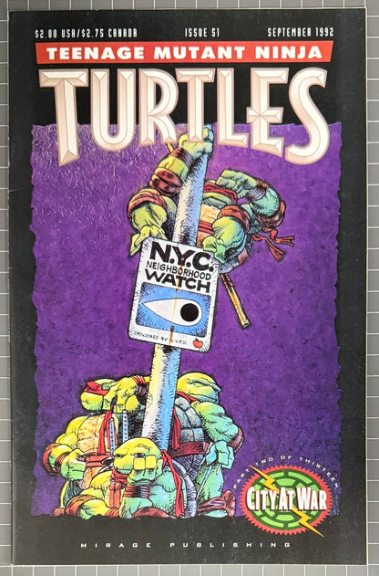 🔑 TEENAGE MUTANT NINJA TURTLES #51 (TMNT) [MIRAGE] COMIC 1992 FN/VF