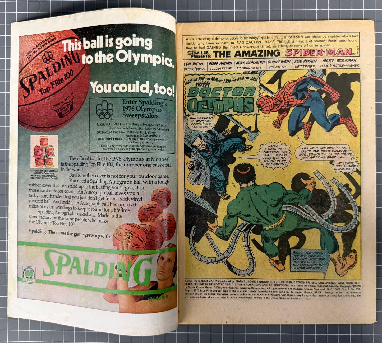 THE AMAZING SPIDER-MAN #159 [MARVEL COMICS] * 1ST APP. TOY* 1976 VG