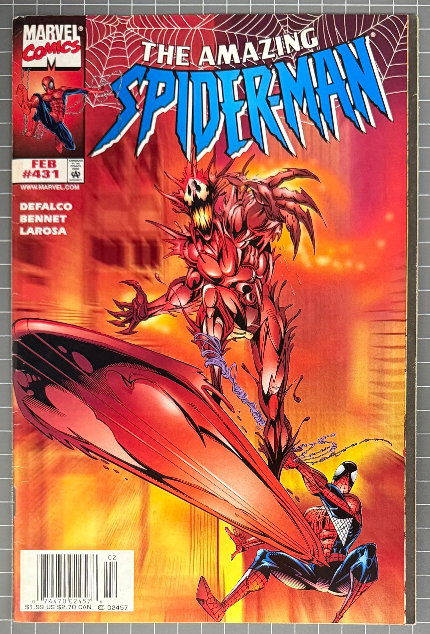 🔑 AMAZING SPIDER-MAN #431 [MARVEL COMICS] *1ST COVER CARNAGE COSMIC* 1998 FN-