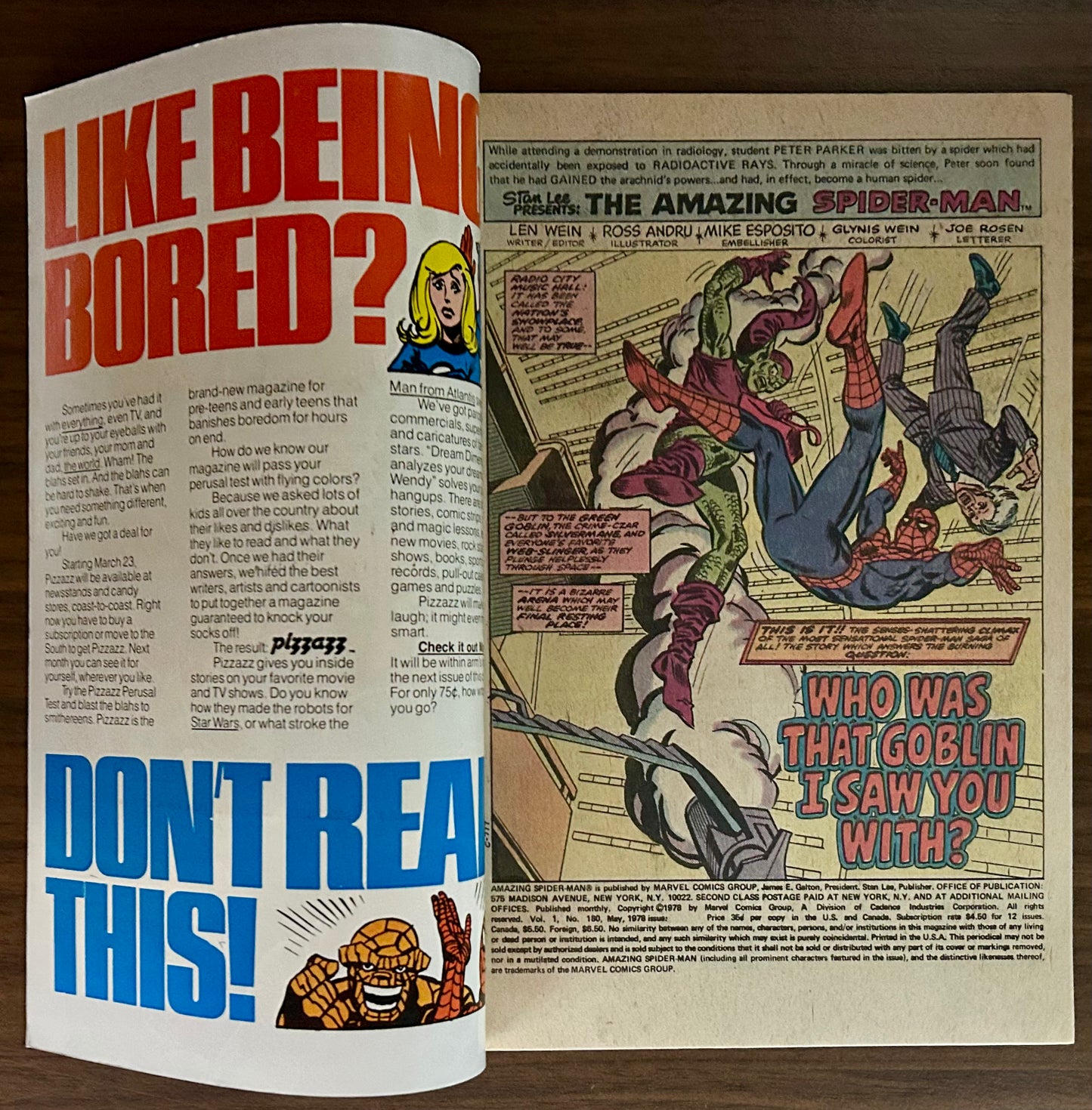 THE AMAZING SPIDER-MAN #180 [MARVEL COMICS] DIRECT 1978 VF+