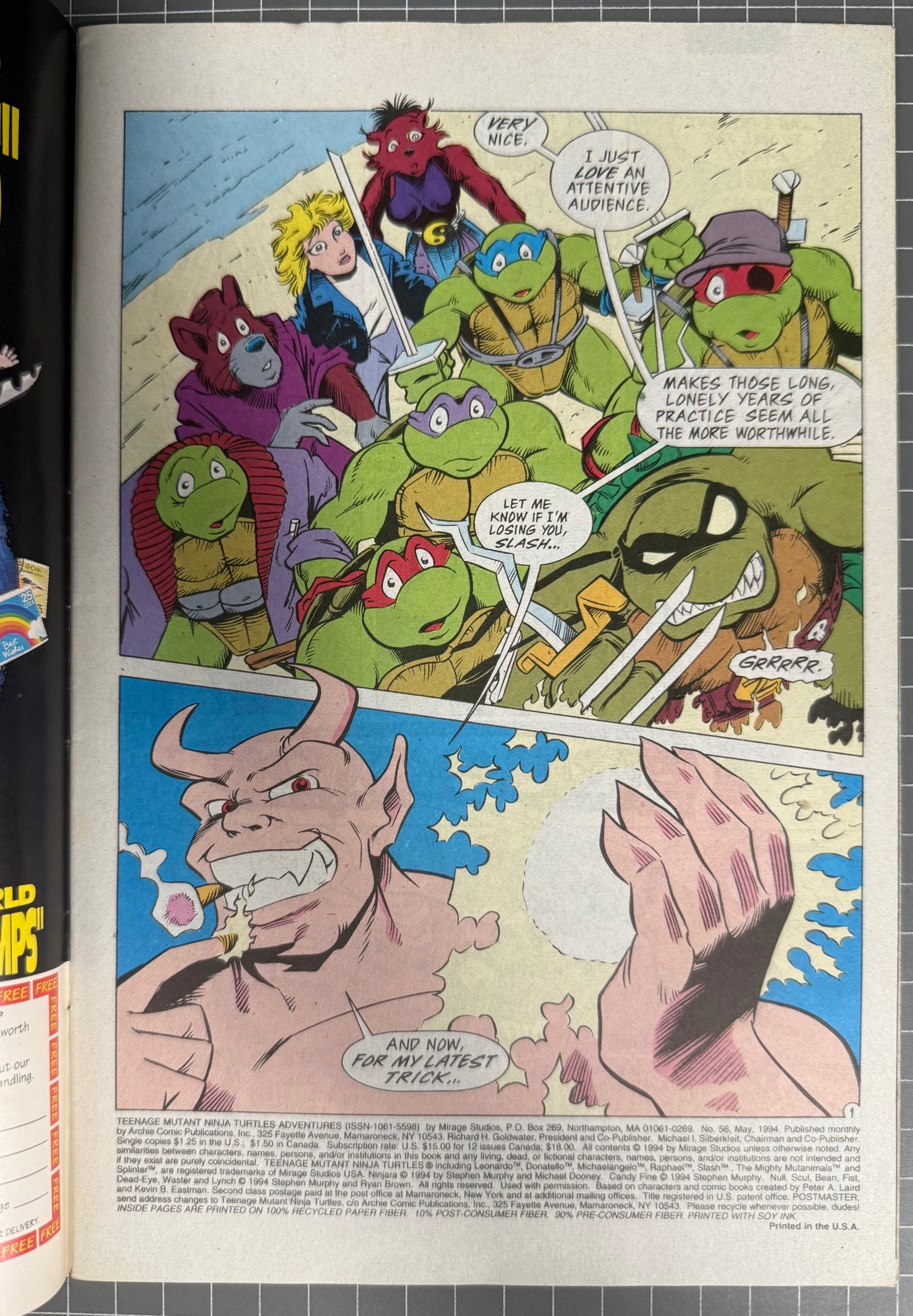 TEENAGE MUTANT NINJA TURTLES ADVENTURES #56 [ARCHIE] DIRECT COMIC 1994 VF+