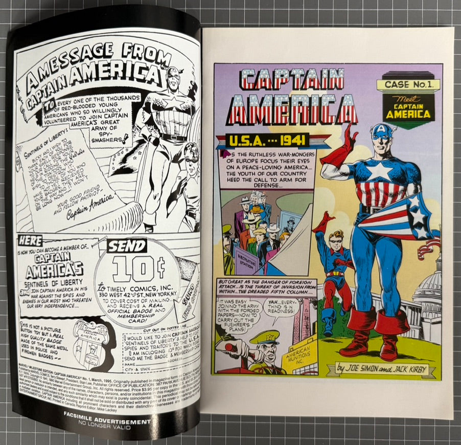 🔑 MARVEL MILESTONE EDITION: CAPTAIN AMERICA COMICS #1 *JACK KIRBY* 1995