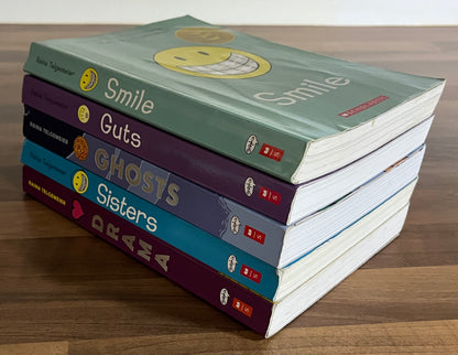 Lot of 5 Raina Telgemeier Books ~ Smile Sisters Guts Drama Ghosts