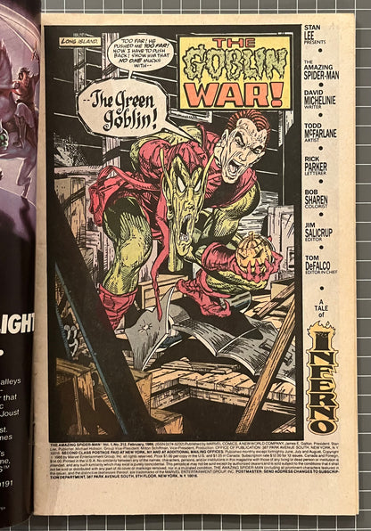 🔑 AMAZING SPIDER-MAN #312 [MARVEL COMICS] *HOBGOBLIN VS GREEN GOBLIN* 1989 VG+